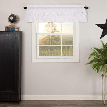Muslin Ruffled Bleached White Valance Curtain 16x60 VHC Brands - The Fox Decor